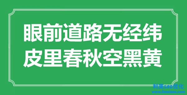 “眼前路線無經(jīng)緯，皮里春秋空黑黃”是什么意思,出處是哪里