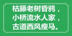 <b>“枯藤老樹(shù)昏鴉，小橋流水人家，古道西風(fēng)瘦馬”是什么意思_出處是哪里</b>